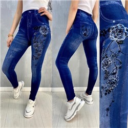 Леггинсы женские с джинсовым принтом арт. 883255