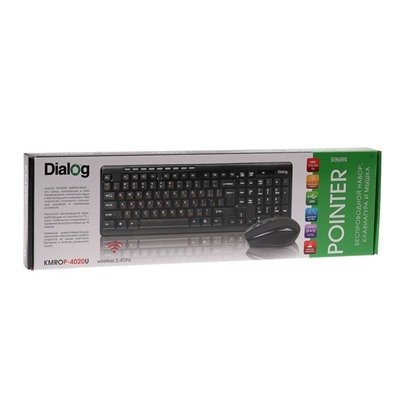 Комплект клавиатура и мышь Dialog KMROP-4020U, беспроводной, мембранный,1600 dpi,USB,черный