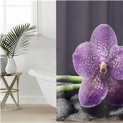 Штора для ванной комнаты «Фиолетовая орхидея», 145×180 см, оксфорд
