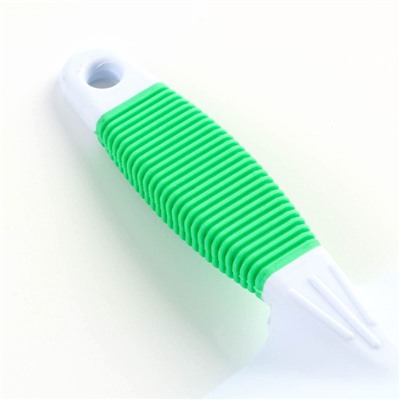 Пуходерка "Риф" без капель большая, резиновая ручка, 12 х 15 см, зелёно-белая
