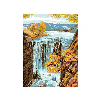 Набор для вышивания крестом (канва с рисунком) "Водопад", 30х42см кткн 123 (р)