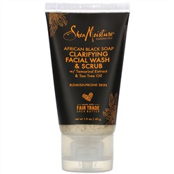 SheaMoisture, African Black Soap, Clarifying Facial Wash & Scrub, 1.5 oz (43 g)