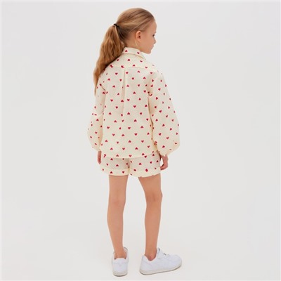 Блузка для девочки MINAKU: Cotton Collection цвет бежевый, рост 146