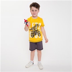 Комплект (футболка/шорты) для мальчика, цвет горчичный/т.серый, рост 104 см