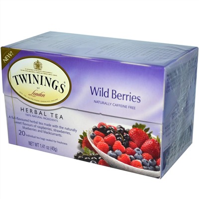 Twinings, Травяной чай, дикие ягоды, без кофеина, 20 пакетиков, 1,41 унции (40 г)