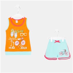 Комплект для девочки (майка/шорты), цвет оранжевый, рост 98