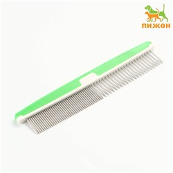 Расчёска для шерсти с пластиковой ручкой, 17 х 3,5 см, зелёная