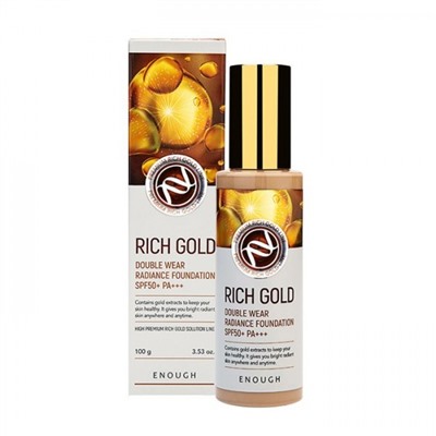 Enough Rich Gold Double Wear Radiance Foundation SPF50+ PA+++ №21 Тональный крем с био-золотом, 100 мл