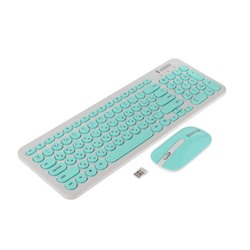 Комплект клавиатура и мышь Jet.A SlimLine KM30 W, беспроводной, бело-мятный