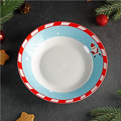 Тарелка суповая Доляна «Новый год. Дед Мороз», 450 мл, d=20,7 см