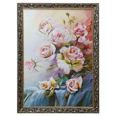 Картина "Ветка белых роз" 58х77 см
