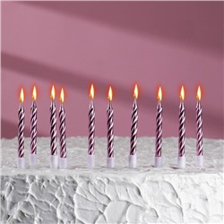 Свечи в торт "Спираль", 10 шт, средние, 7 см, розовый металлик