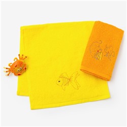 Набор полотенец "Рыбка и мышки" 30*60 см-2 шт, желтый/оранжевый