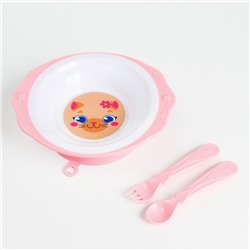 Набор детской посуды «Которусалка», тарелка на присоске 250мл, вилка, ложка