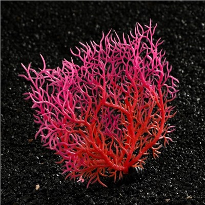 Растение искусственное аквариумное, светящееся, 15 см, красное