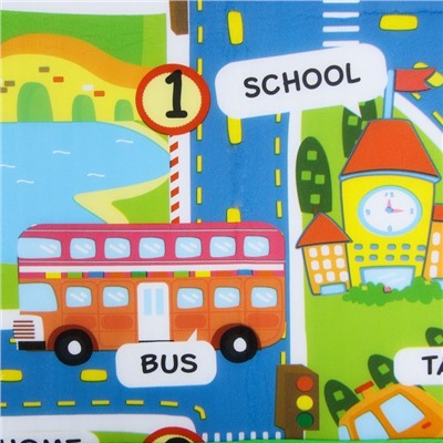 Коврик детский на фольгированной основе «Транспорт и дороги», размер 180х100 см