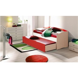 Кровать детская выдвижная, 800 × 1900 мм, 700 × 1800 мм, цвет дуб молочный/красный/белый