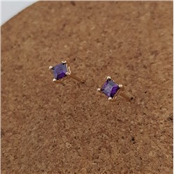 Серьги гвоздики коллекция Xuping ML покрытие позолота фиолетовый камень