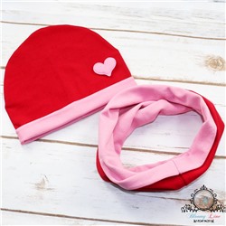 Двухслойная шапочка "Розовое сердце"