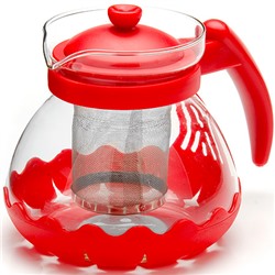 26173-1 Заварочный чайник КРАСНЫЙ стекло 0,7л сито MB(х36)