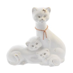 Копилка "Семейство котиков" средняя, глазурь, белая