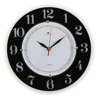 Часы настенные, серия: Классика, "Классика", 34 см стекло, черные Рубин