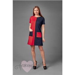 Платье П 774 (темно-синий+красный)