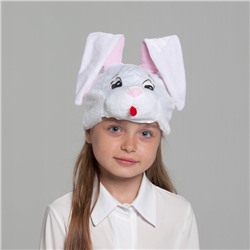 Карнавальная шапка "Зайчонок" белый  обхват головы 52-57см