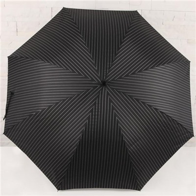 Зонт - трость полуавтоматический «Полоска», 8 спиц, R = 60 см, цвет чёрный