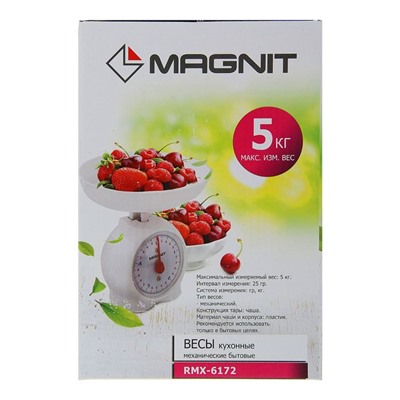 Весы кухонные Magnit RMX-6172, до 5 кг, механические, белые