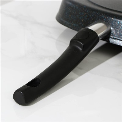 Сковорода-гриль квадратная Granit ultra, 28×28 см , съёмная ручка, стеклянная крышка, антипригарное покрытие, цвет чёрный
