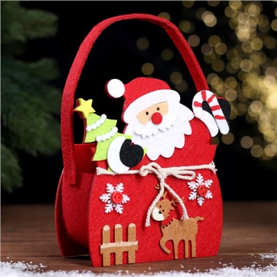 Новогодняя корзинка для декора «Дед Мороз» 14 × 6 × 19 см