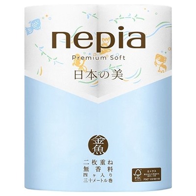 Nepia. Двухслойная цветная туалетная бумага "Premium SOFT" Japanese Beauty, спайка 4x30м 9122