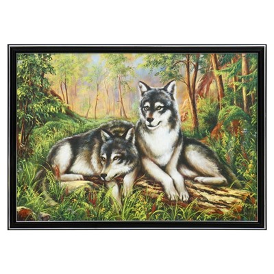 Картина "Волчья семья" 35х50(38х53) см