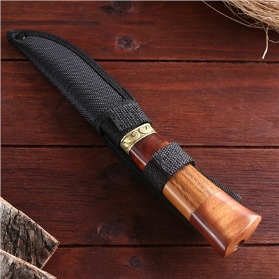 Нож охотничий "Схватка", в чехле, 23 см, лезвие с узором, рукоять деревянная