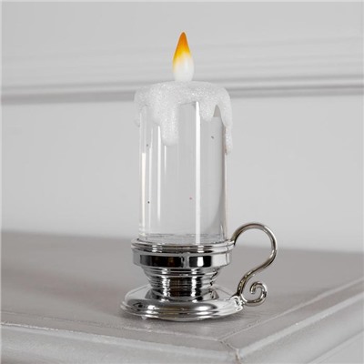 Светодиодная фигура «Серебристая свеча» 7 × 15 × 7 см, пластик, батарейки AG13х3, свечение тёплое белое