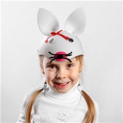 Шляпка карнавальная «Зайчик», с красным бантиком на ушке, р-р 52-54