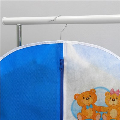 Чехол для одежды детский «Медвежата», 50×80 см, спанбонд, цвет синий