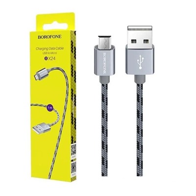 Кабель USB - Micro BOROFONE BX24 (серый) 1м