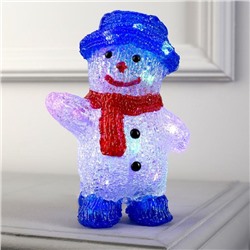 Светодиодная фигура «Приветливый снеговик» 13 × 20 × 8 см, акрил, 10 LED, батарейки ААх2 (не в комплекте), свечение мульти (RGB)
