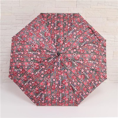 Зонт полуавтоматический «Цветочная нежность», 3 сложения, 8 спиц, R = 47 см, цвет МИКС