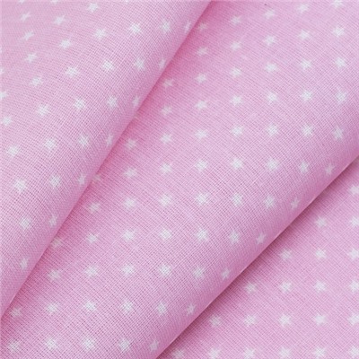 Ткань на отрез бязь плательная 150 см 7223/32 Мелкие звездочки 0.5 см о/м цвет розовый