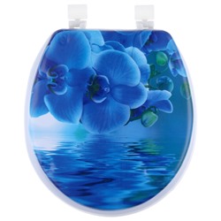 Сиденье для унитаза с крышкой «Синяя орхидея», 40×35 см, мягкое