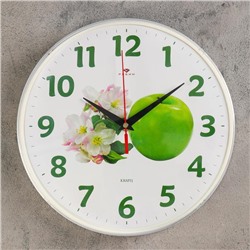 Часы настенные, серия: Кухня, "Зелёное яблоко", "Рубин", 25 х 25 см