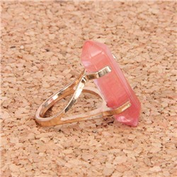 KL043-03 Кольцо с камнем Розовый халцедон