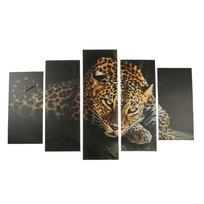 Часы настенные модульные «Леопард», 80 × 140 см