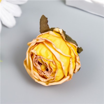 Бутон на ножке для декорирования "Пионовидная роза жёлтая" 4х5 см