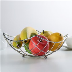 Ваза для фруктов Доляна «Решето», 24×24×9 см, цвет хром