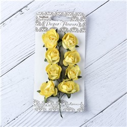 Цветы розы бумажные "Нежно-желтые" набор 8 шт