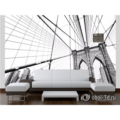 3D Фотообои «Бруклинский мост черно белый»